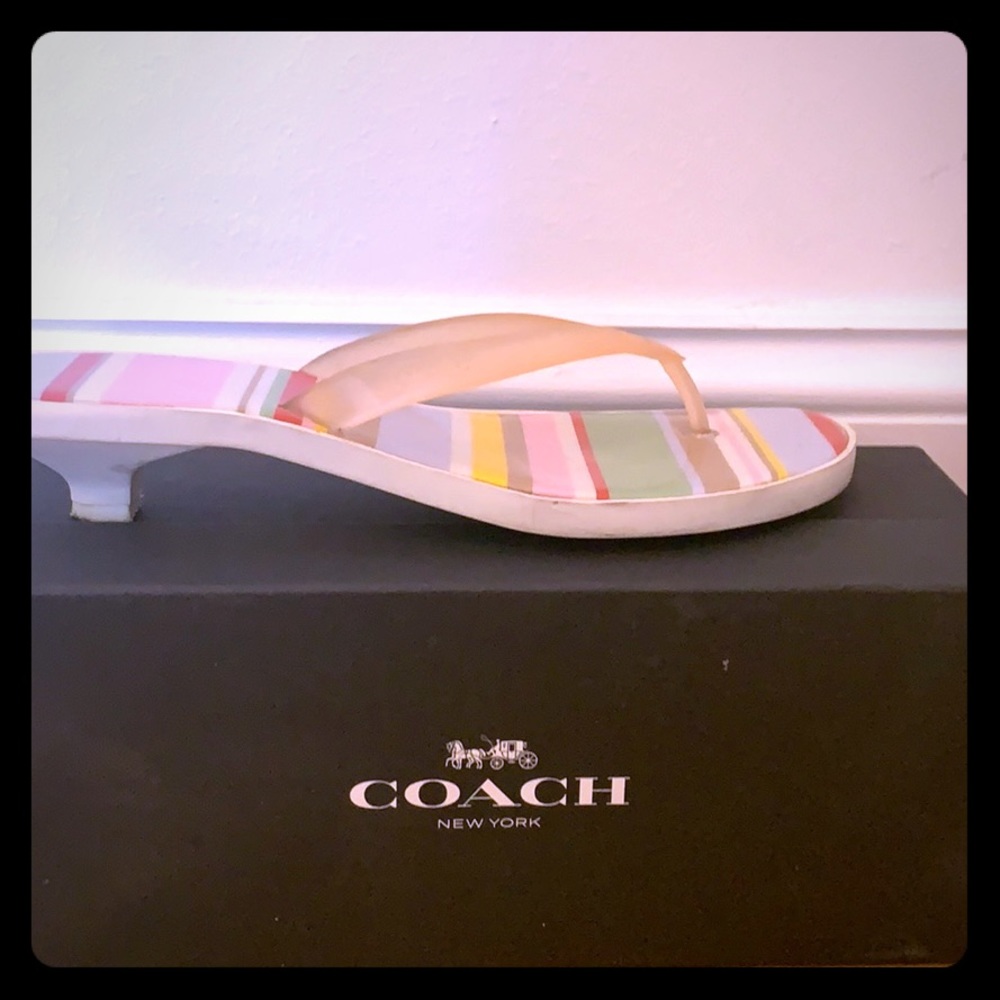 Coach striped kitten heel thong sandal